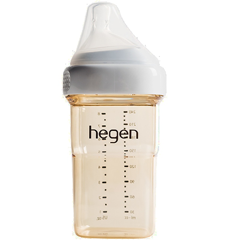 新加坡进口hegen幼儿奶瓶PPSU宽口径婴儿断奶神器宝宝硅胶耐摔防胀气240毫升