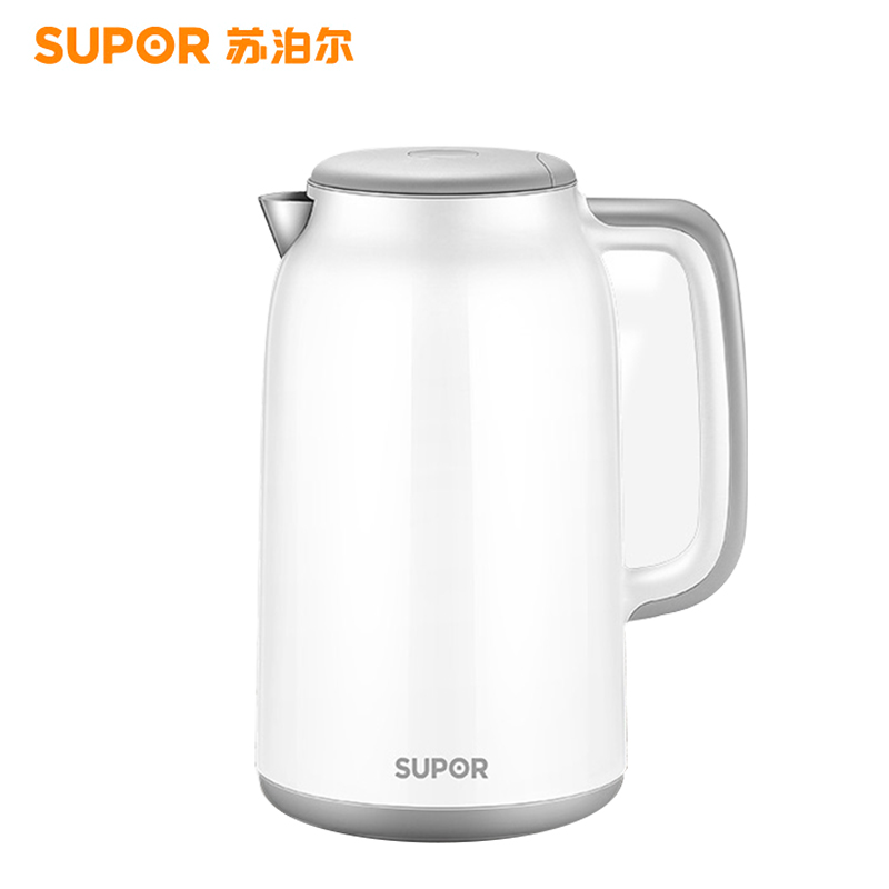 苏泊尔(SUPOR)电水壶SW-17S12A 304不锈钢 电热壶烧水壶1.7L电茶壶 进口温控双层防烫新品银白色