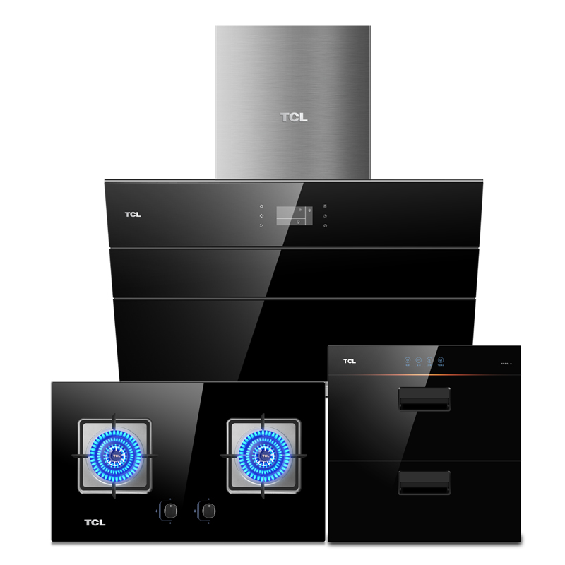 TCL烟灶套餐 双电机3623J+5207B+TX08A侧吸式抽油烟机 触控式吸油烟机燃气灶消毒柜三件套 天然气/液化气