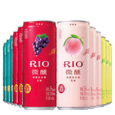 锐澳(RIO)洋酒 鸡尾酒 预调酒 微醺系列组合330ml*12 4口味