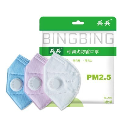 兵兵防雾霾成人口罩3枚PM2.5防尘透气男女通用过滤粉尘易呼吸3枚装