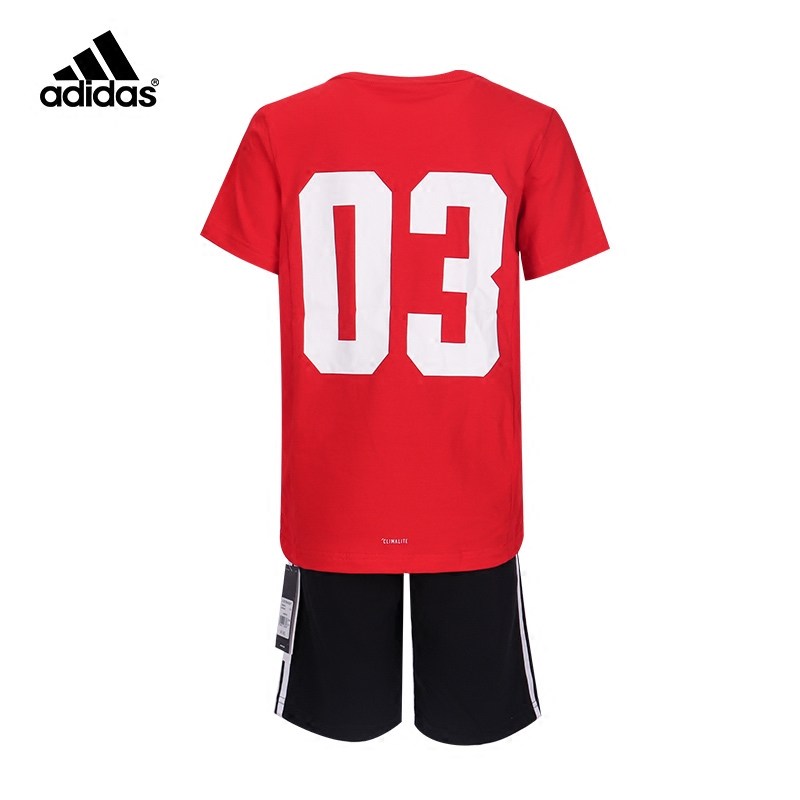 阿迪达斯儿童(ADIDAS KIDS)儿童套装18夏新男女童短袖短裤 DT2604