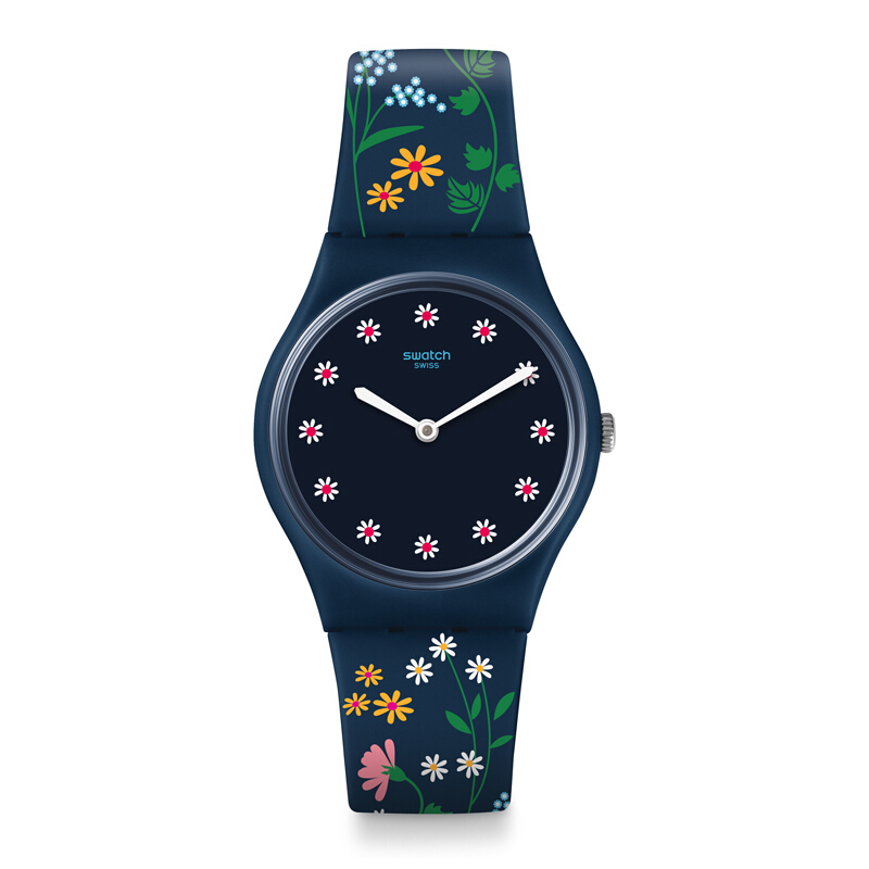 斯沃琪(SWATCH) 手表 经典色彩密码系列 鲜花表盘 树脂表带 石英 男女通用腕表GN256