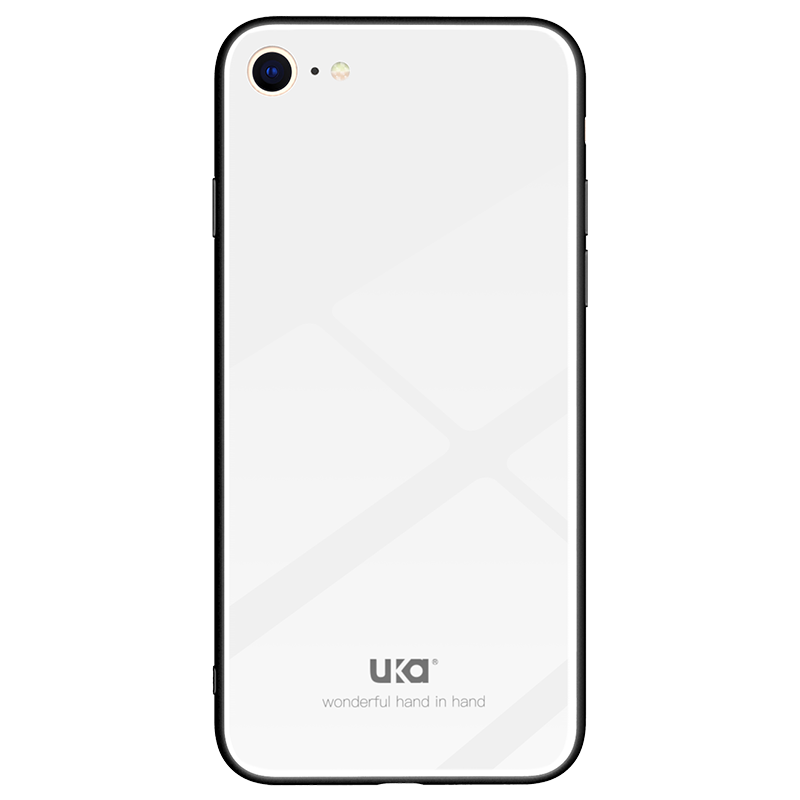 优加 苹果7/8手机壳iphone7/8钢化玻璃简约全包防摔保护套 白色