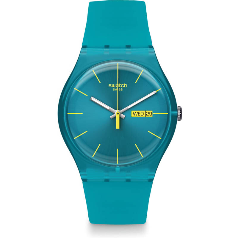 斯沃琪(SWATCH)手表 原创炫彩 石英表 绿松蓝 树脂表带 男女通用