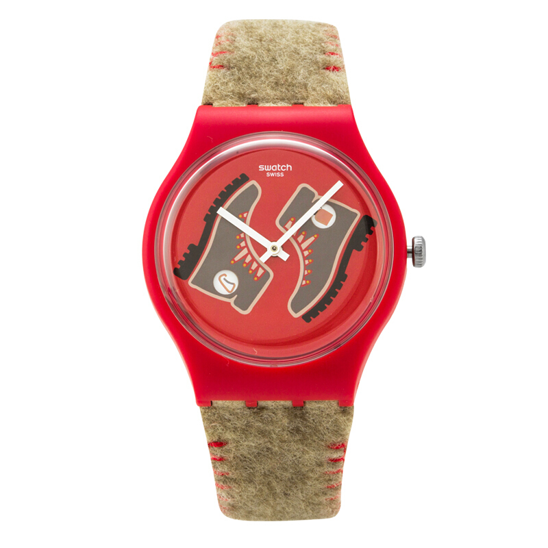 斯沃琪(Swatch) 原创炫彩系列 鞋子图案 树脂表带石英男女通用表SUOR708