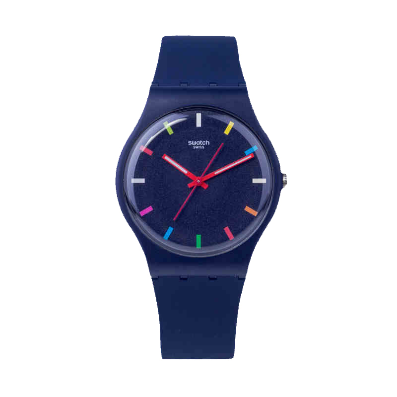 斯沃琪(SWATCH)手表 原创炫彩系列彩色刻度 树脂表带 休闲石英男女通用表SUOZ261