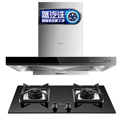 美的(Midea)欧式触控式抽油烟机燃气灶具烟灶套餐ST56+Q370B 20立方风量(天然气)