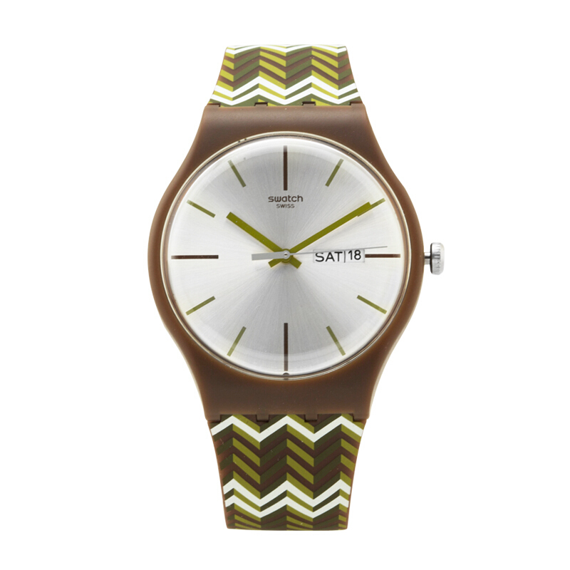 斯沃琪(SWATCH)手表 原创炫彩系列 时尚条纹 树脂表带 石英男女通用表SUOC705