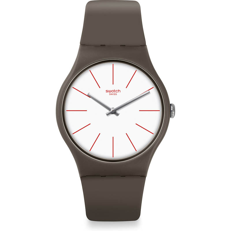 斯沃琪(SWATCH)手表 原创炫彩系列 树脂表带 时尚简约棕色石英表 男女通用SUOC107