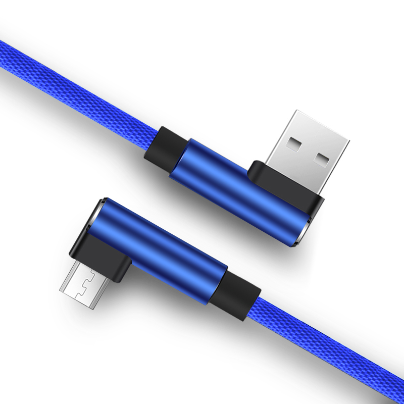 纽曼(Newmine)MicroUSB 安卓数据线 电源线双弯头游戏L型快充充电线 蓝 华为/小米/三星/魅族等安卓手机