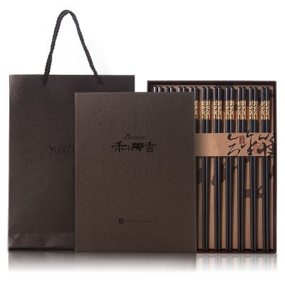 双枪 Suncha 禾木天香国泰礼盒合金筷非一次性使用乌镇筷子店同款10双装 24K镀金LH01005