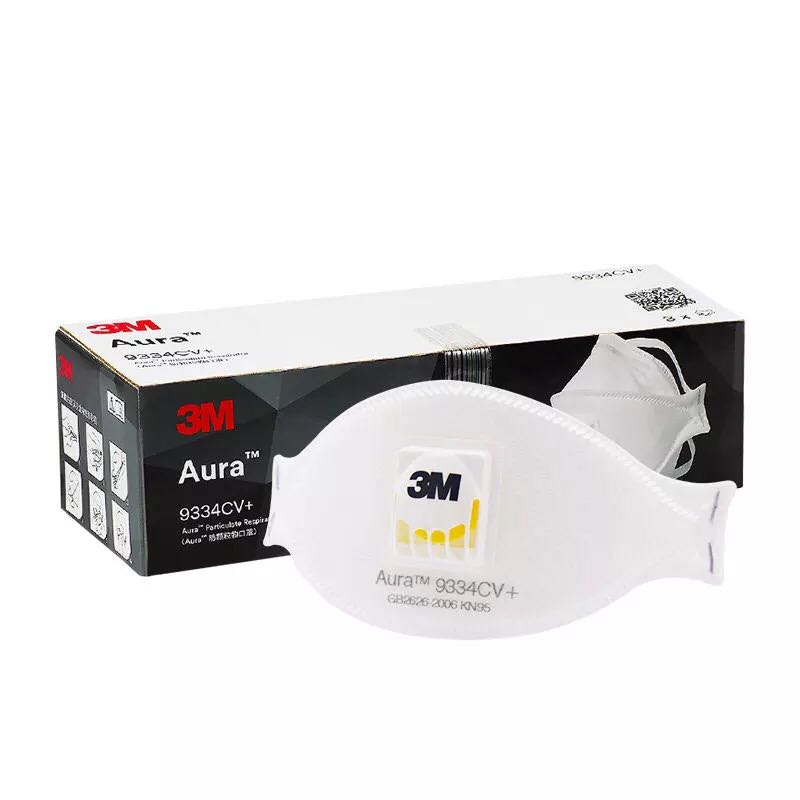 3M 口罩Aura9334CV+ 防雾霾pm2.5粉尘 KN95 有呼气阀 头带式 进口新品 3只装