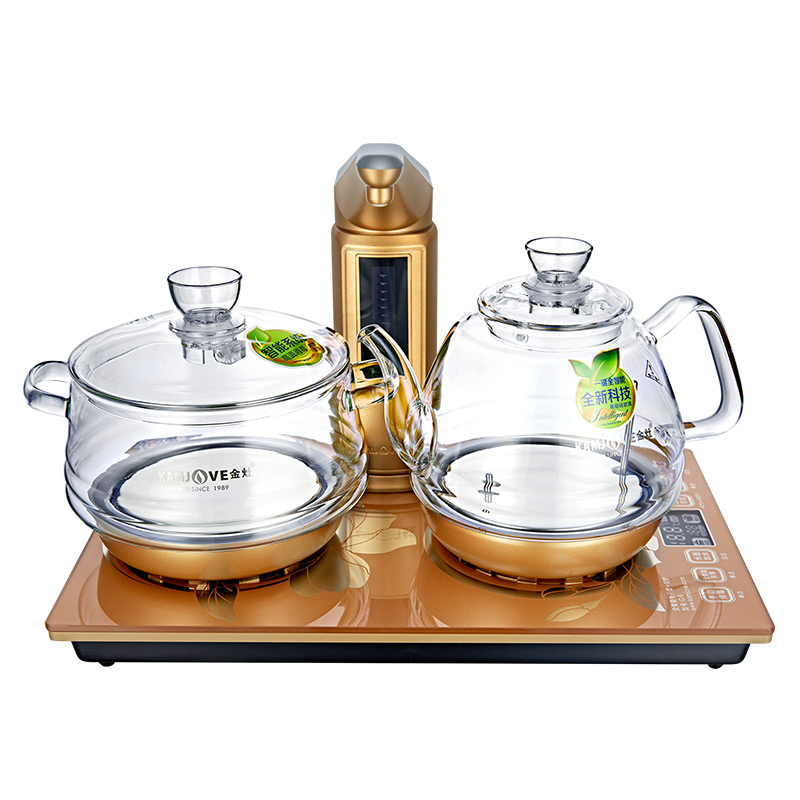 金灶（KAMJOVE） 茶具 全智能自动上水玻璃电茶壶电热水壶玻璃茶艺炉煮茶器茶具套装 G6 双炉 37cm*23cm