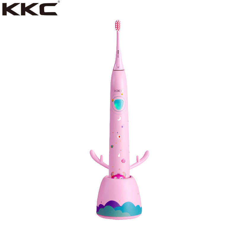 KKC儿童电动牙刷充电式KQ-F11P声波防水小孩宝宝自动美白3-6-12岁超软毛粉色