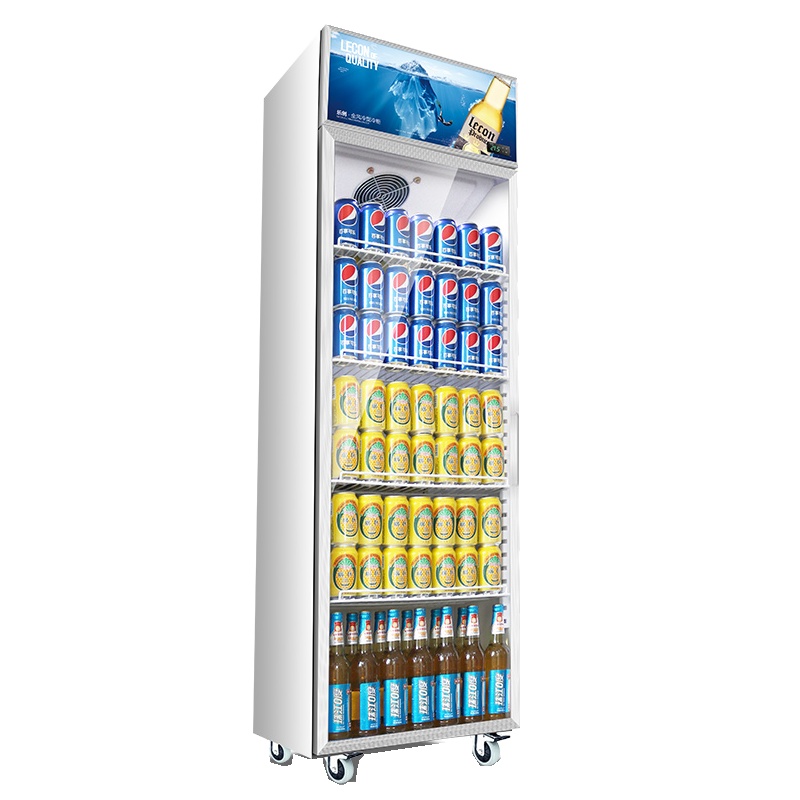 乐创（lecon）商用展示柜 400L 冷藏饮料柜 冰柜立式冰箱 单门风冷