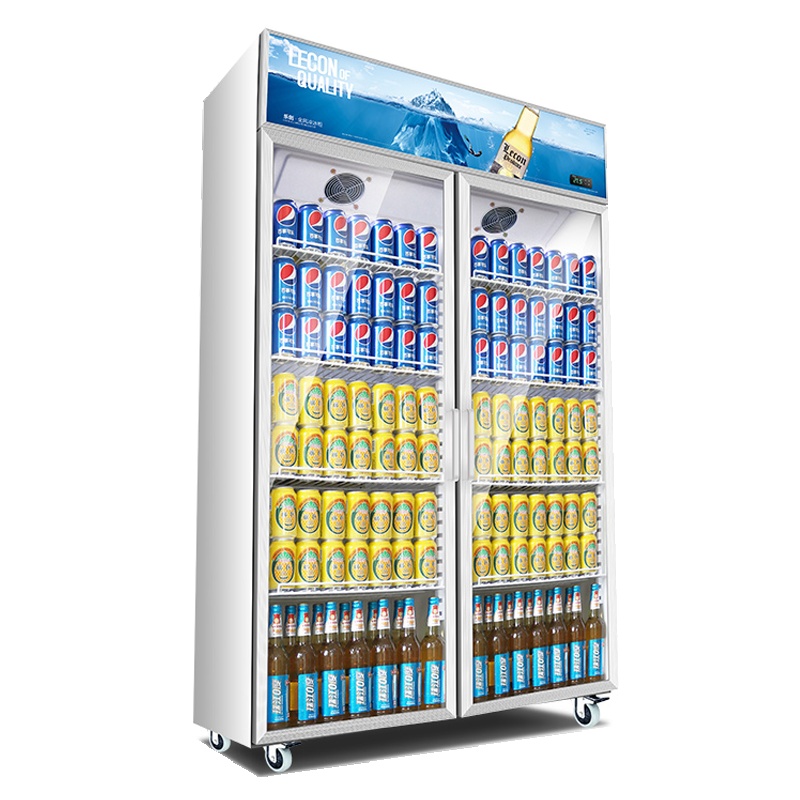 乐创(lecon)商用展示柜 800L 冷藏饮料柜 冰柜立式冰箱 双门风冷