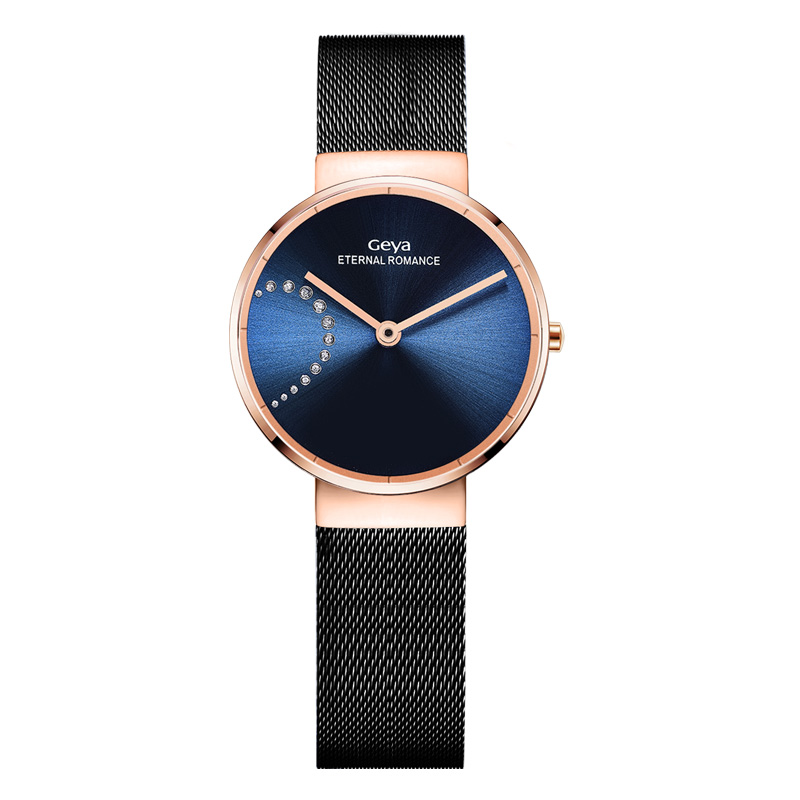 GEYA/格雅心形情侣表一对 定制刻字情侣表轻薄石英男表女表WG76011LHB