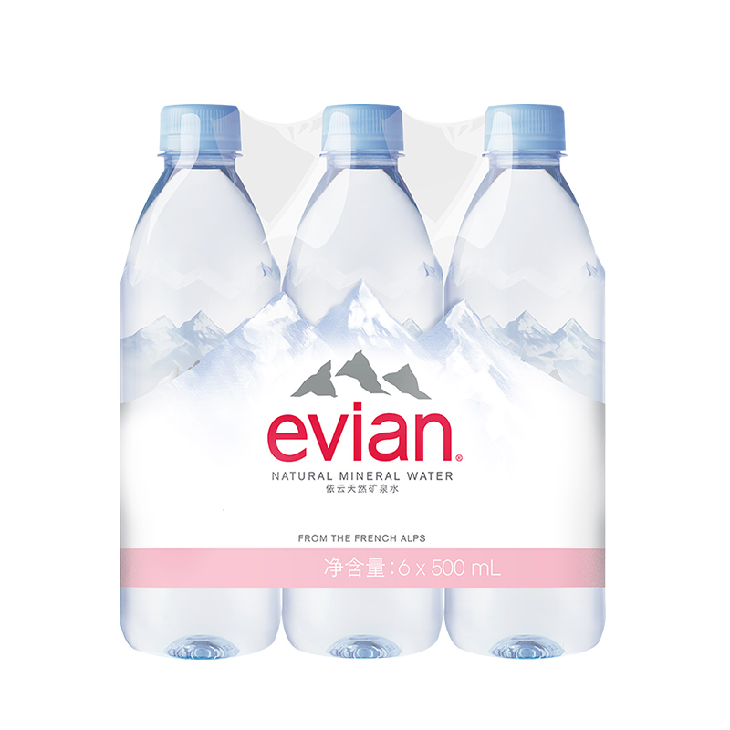 evian/依云 天然矿泉水500ml*6瓶 法国进口饮用水 正品行货