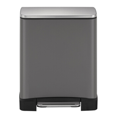 EKO(宜可)锈钢脚踏垃圾桶 家用大号翻盖垃圾箱 厨房客厅户外欧式静音垃圾筒 9268 钛金灰 12升