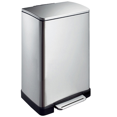EKO(宜可)不锈钢脚踏垃圾桶 家用大号翻盖垃圾箱 厨房客厅户外欧式静音垃圾筒 9268 砂钢 12升