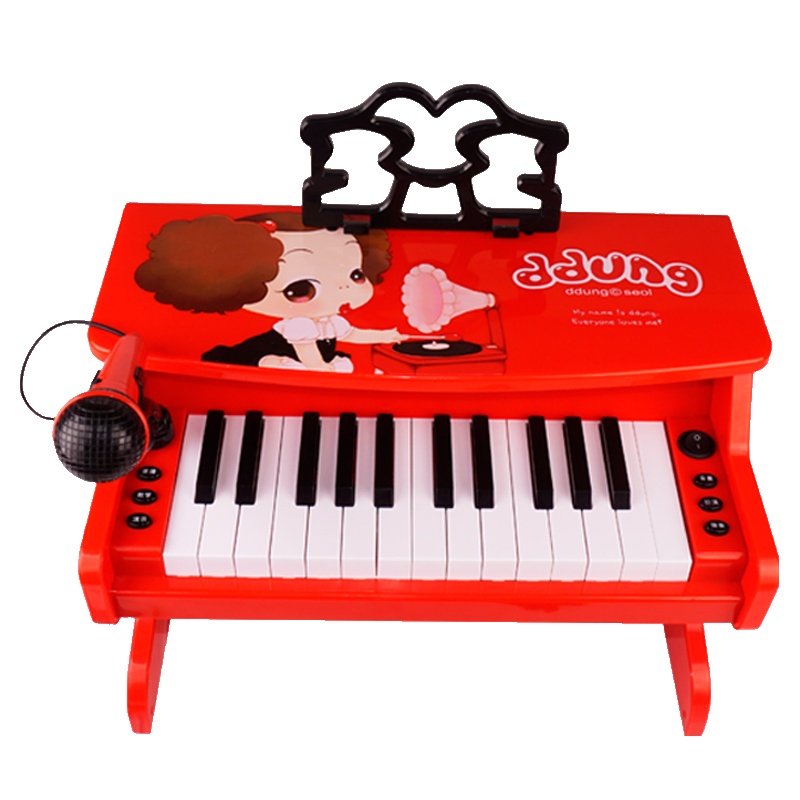 女孩男孩玩具冬己儿童电子琴3岁以上女孩初学者钢琴带麦克风宝宝多功能音乐玩具FDE365(440*270*320)塑料