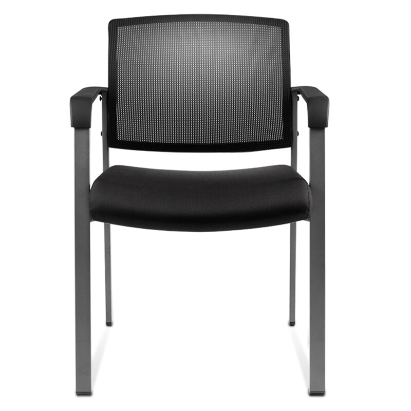 黑色网布座面、不锈钢椅架、不锈钢四脚支撑
