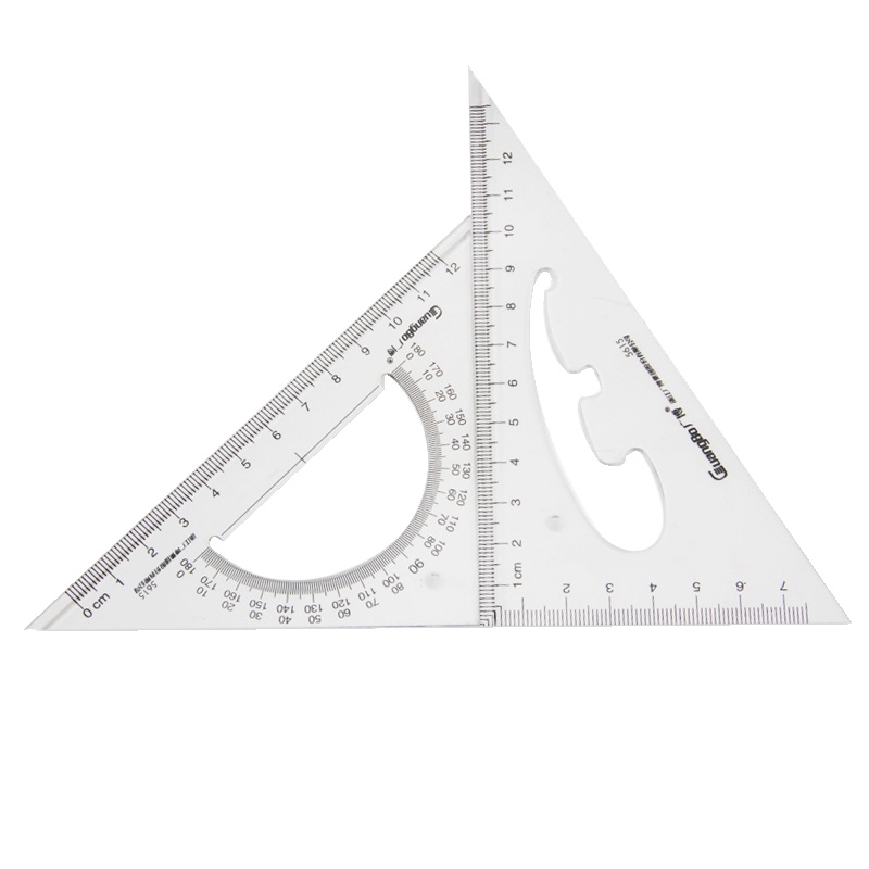 广博(GuangBo)CB5615 12cm多用斜边三角尺5个 透明绘图三角板 量角尺 尺子 刻度尺 测量工具