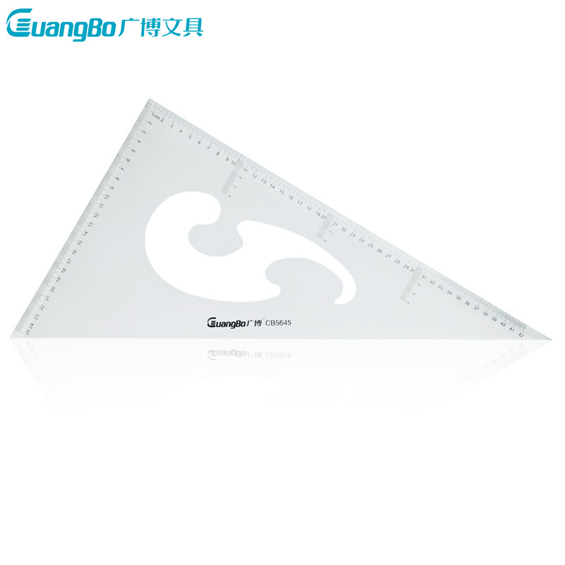 广博(GuangBo)CB5645 45cm多用斜边三角尺5个 三角尺 绘图三角板 量角尺 透明三角板 测量工具 学