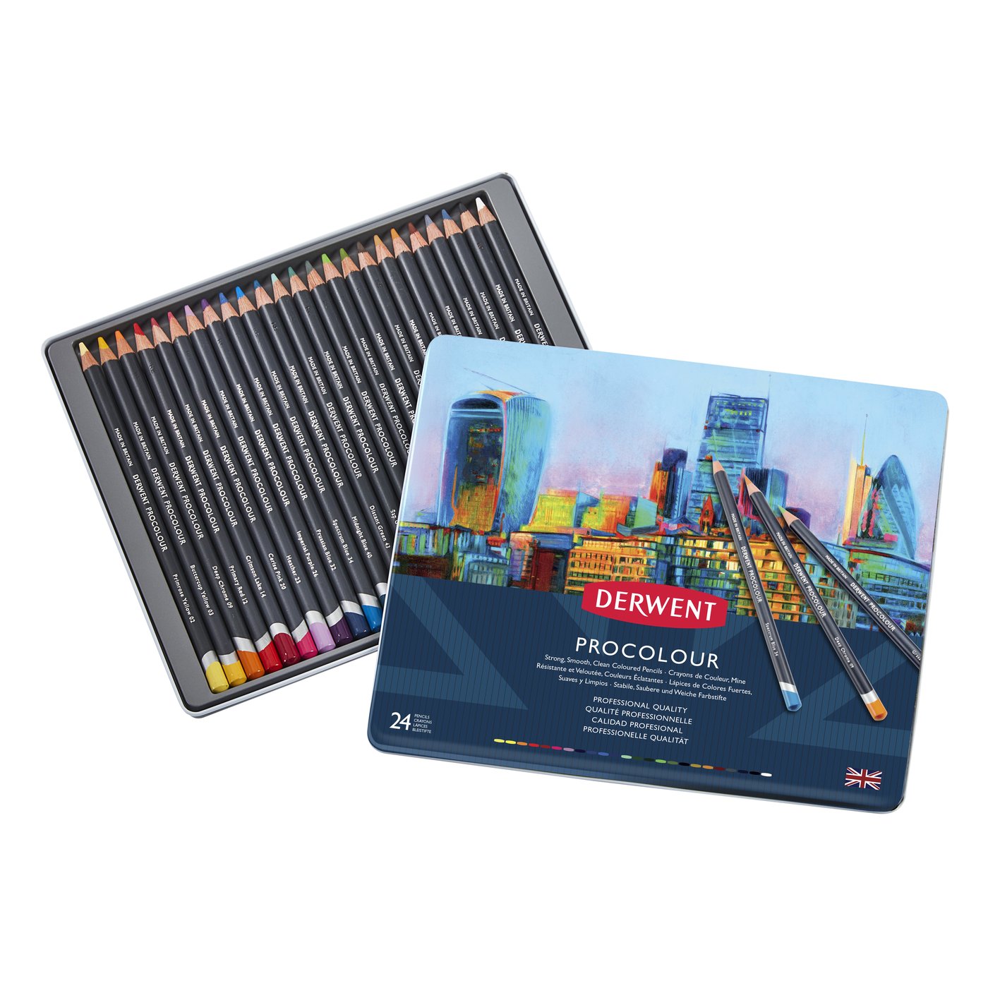 DERWENT PROCOLOUR 24 英国进口得韵 24色专业型彩铅铁盒套装