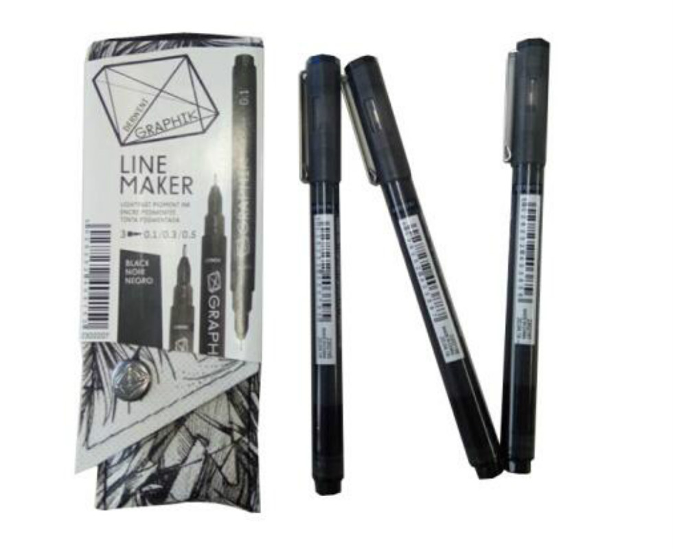 DERWENT Graphik Linemaker 3 得韵 3支装设计绘图勾线笔(黑)