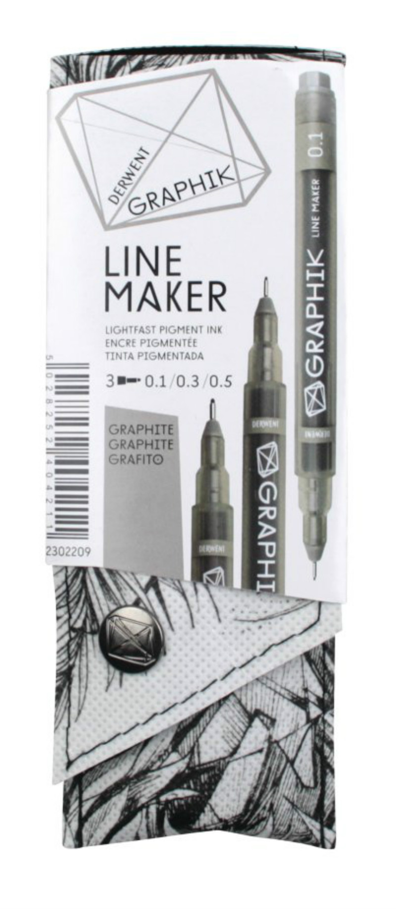 DERWENT Graphik Linemaker Graphite 3 得韵 3支装设计绘图勾线笔(石墨)