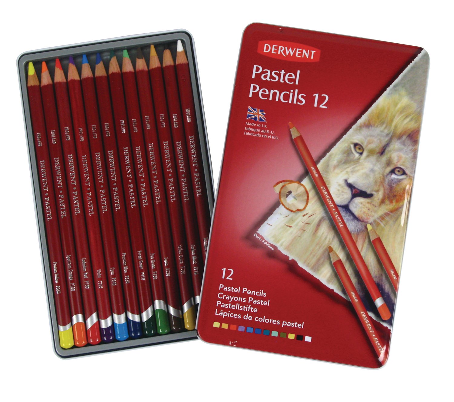 DERWENT Pastel Pencil 12 英国进口得韵 12色粉彩铅铁盒套装 具有铅笔的简便性以及粉彩的鲜艳度