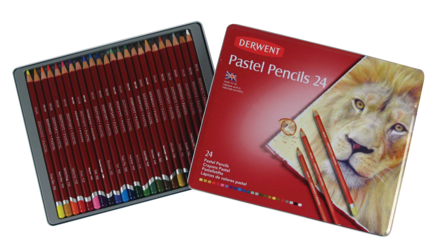 DERWENT Pastel Pencil 24 英国进口得韵 24色粉彩铅铁盒套装 具有铅笔的简便性以及粉彩的鲜艳度