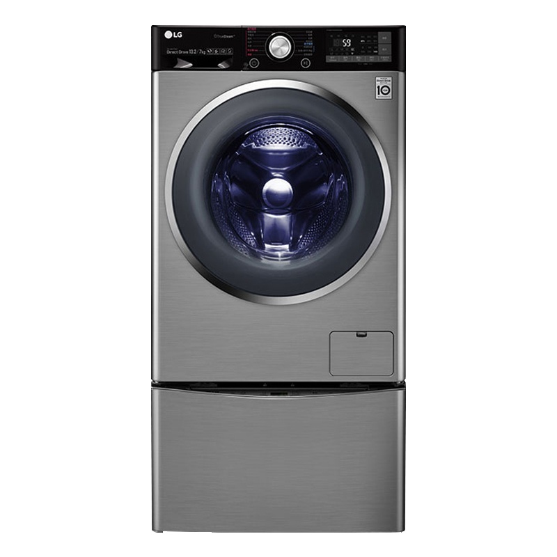 LG WDQH451B7HW 13.2公斤 碳晶银 双擎滚筒烘干小波轮一体机迷你婴儿童洗衣机全自动家用