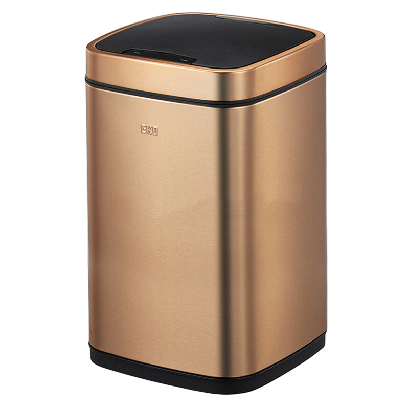 EKO(宜可）智能感应垃圾桶 家用免脚踏不锈钢自动小号大号翻盖厨房客厅静音垃圾筒 9288 古铜金 6升