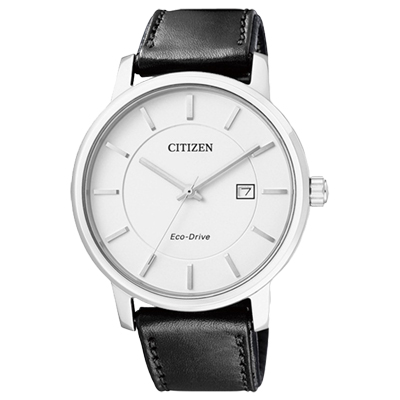 西铁城(CITIZEN)手表 时尚光动能小牛皮带情侣表男士皮革石英表 男 BM6750-08A