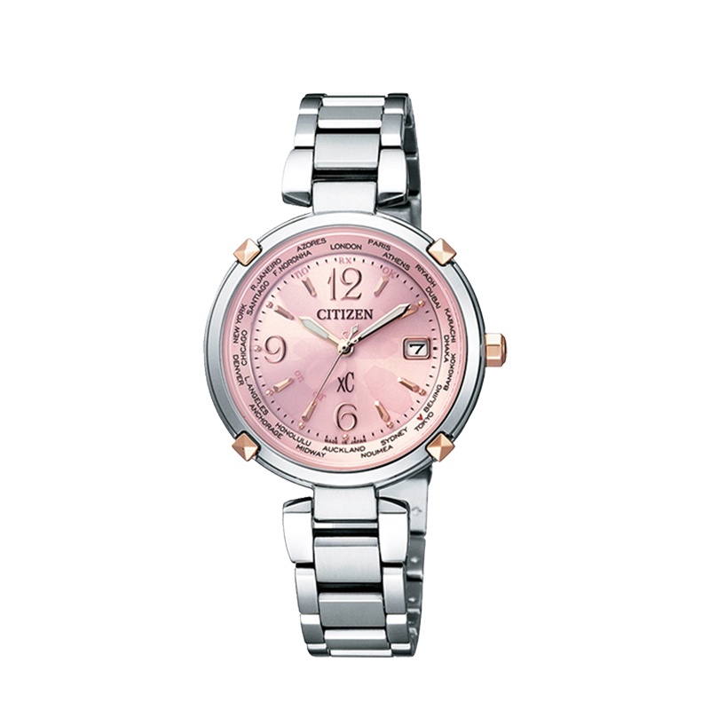 西铁城(CITIZEN)手表 时尚光动能电波薄款钛合金优雅女表EC1044-55W