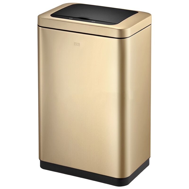 EKO(宜可)智能感应垃圾桶 家用免脚踏不锈钢大号翻盖自动垃圾筒 9233 香槟金9L