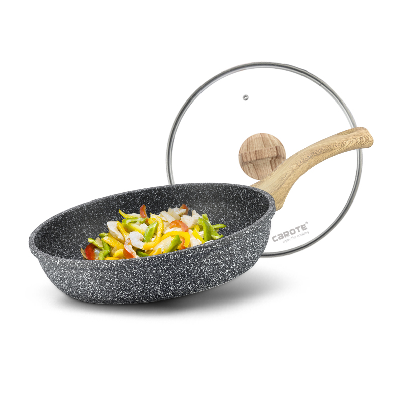 卡罗特(CaROTE)瑞士麦饭石煎锅平底锅28CM少油烟不粘锅煎蛋牛排锅电磁炉明火通用