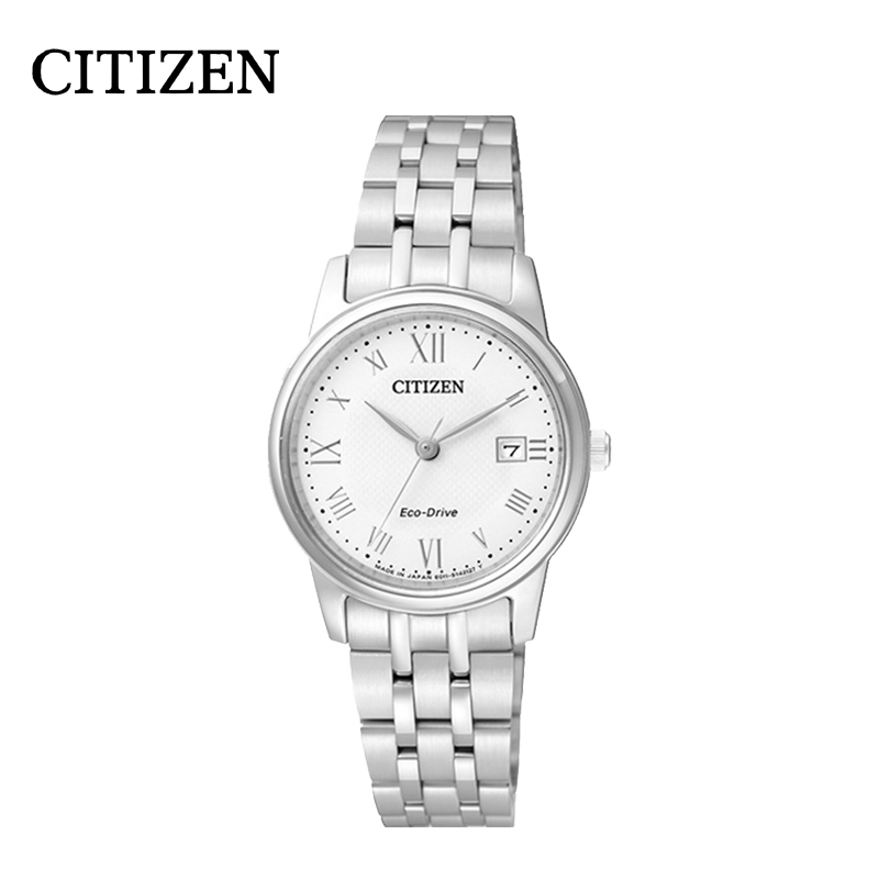 西铁城(CITIZEN)手表女士日本光动能白盘不锈钢表带女表 EW2310-59A