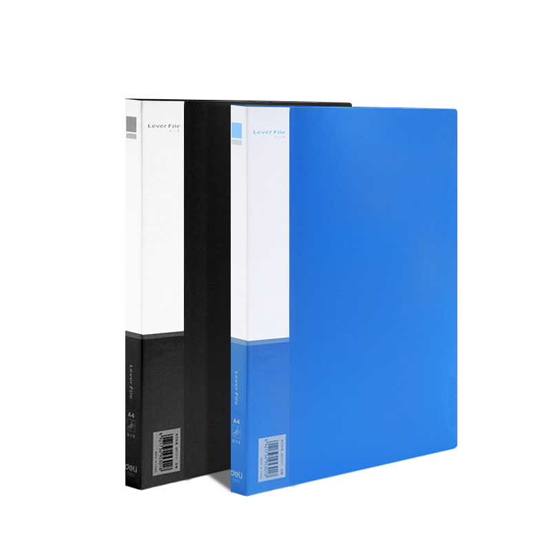 Deli/得力5301 实用文件夹 A4单强力夹+插袋 蓝色 黑色 5个装