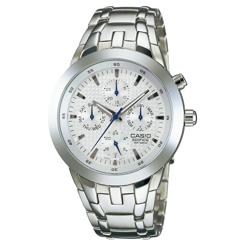 卡西欧(CASIO)手表 EDIFICE金属系列经典商务时尚通用石英三眼钢带男表 石英男表 EF-312D-7A