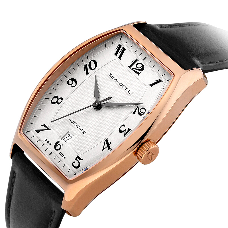 海鸥(SeaGull)手表 商务休闲系列个性酒桶型表盘设计自动机械男表皮带