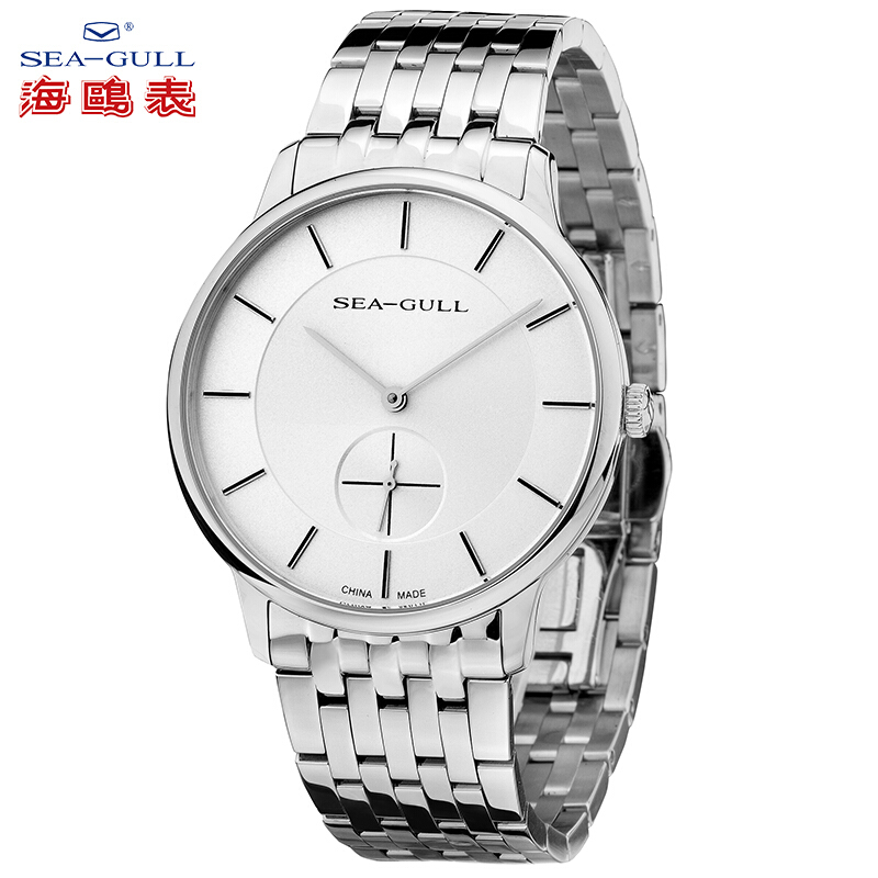 海鸥表(SEA-GULL)男表纤薄商务系列手动机械男表白盘钢带816.388