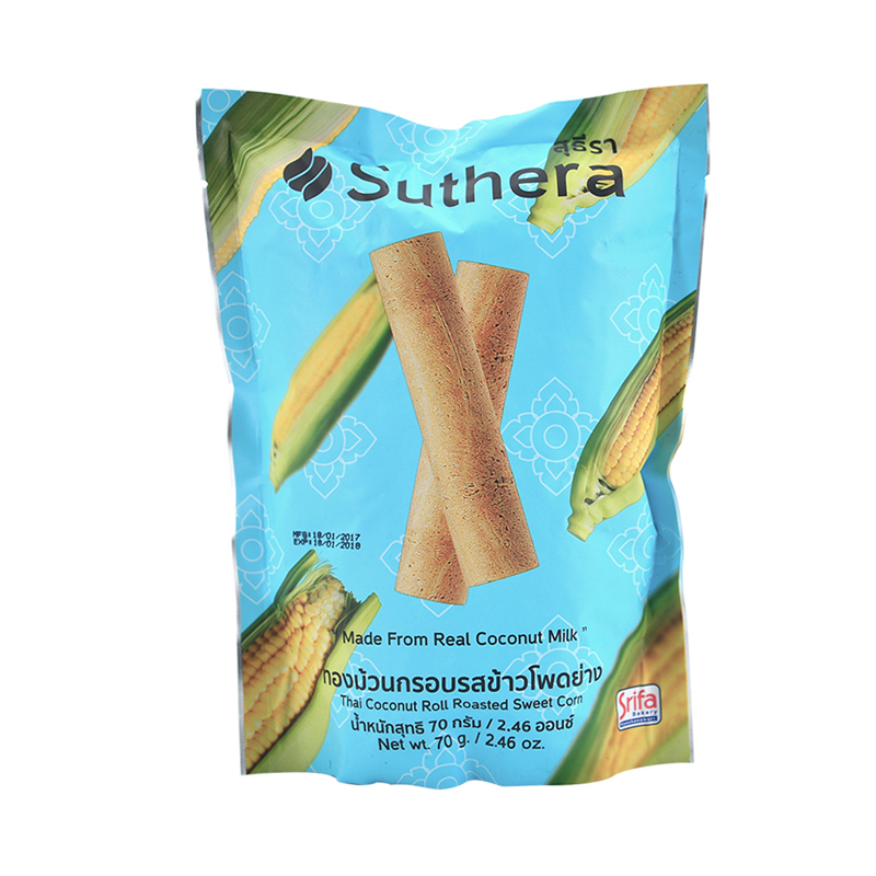 苏提拉(Suthera) 进口饼干 泰趣卷烤甜玉米味卷装饼干70g 泰国进口