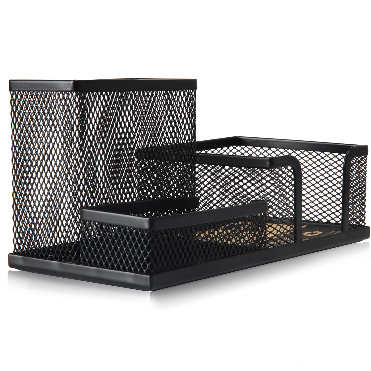 得力9175办公文具笔筒金属网格雅黑笔筒多功能笔架笔座桌面摆件 5个装