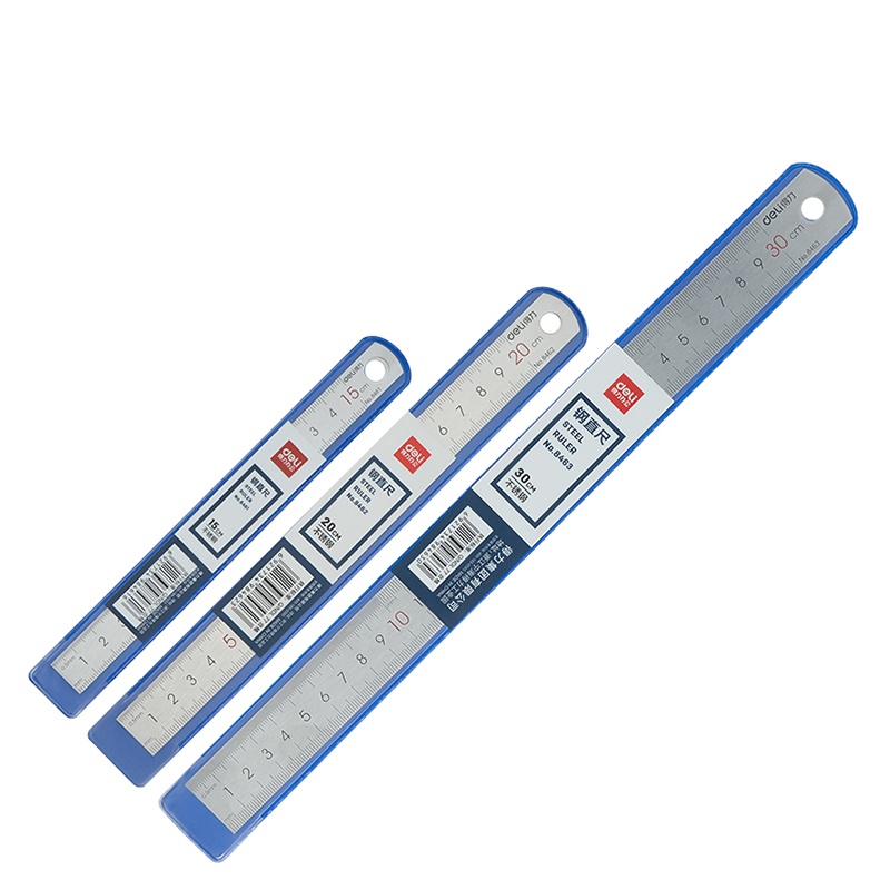 得力deli不锈钢尺塑料直尺金属长尺15/20/30/50cm刻度尺铁尺子小学生文具10把包邮