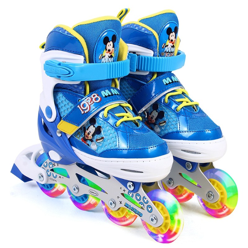 迪士尼(Disney)溜冰鞋儿童全闪光轮滑鞋套装可调旱冰鞋DCB71250-A8米奇27-30