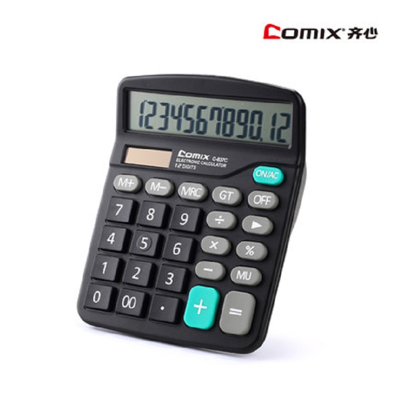 齐心计算器C-837C轻便经济款通用型桌面计算器 太阳能